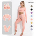 Factory Activewear Supplier 2 Pcs Custom Gym Wear Women Front Mesh Sportswear Seamless Workout Leggings Set